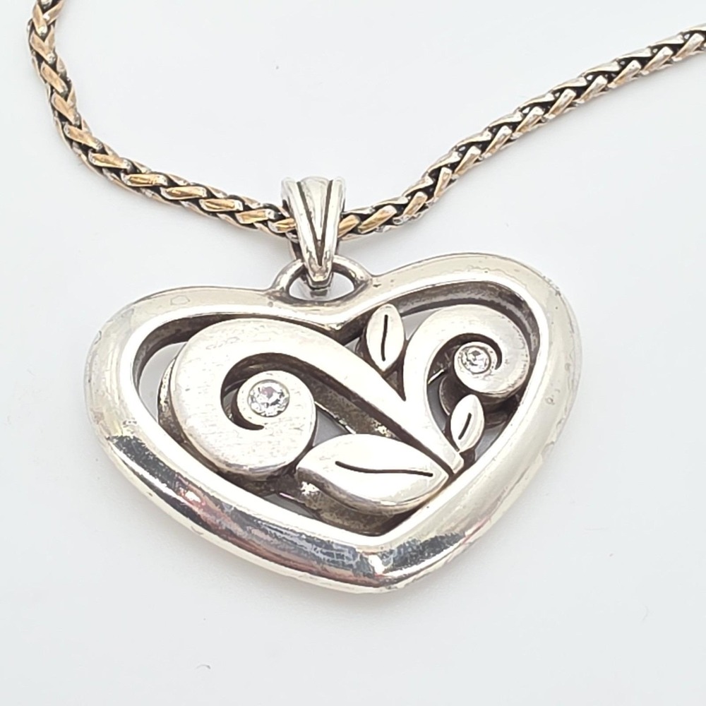 BRIGHTON‎ 'Eve's Delight Heart' Necklace Open Scrollwork Silver Plate 18"